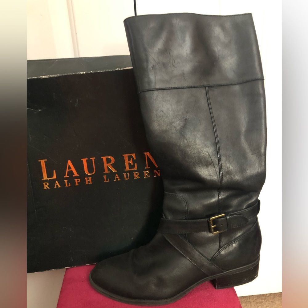 SALE PRICE Drop Lauren Ralph Lauren black soft leather riding boots